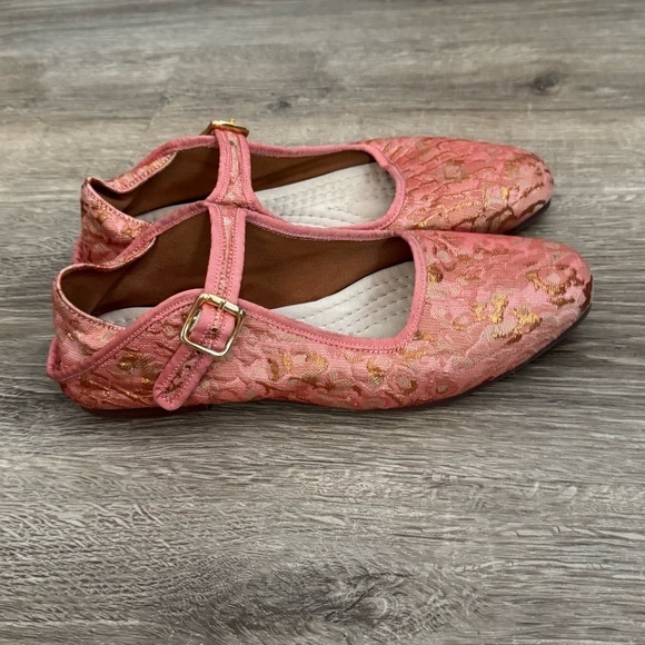 Women's Free People Evie Mary Jane Pink Brocade Lace Convertible Flats In Pink - Picture 8 of 15